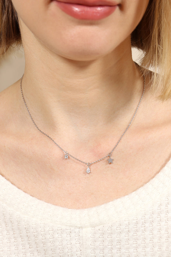CHARM STAR RHINESTONE CHAIN NECKLACE