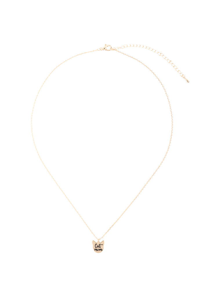 CAT MOM ENGRAVE PENDANT NECKLACE