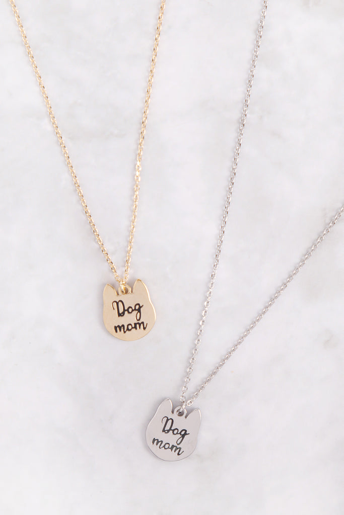 DOG MOM ENGRAVE PENDANT NECKLACE