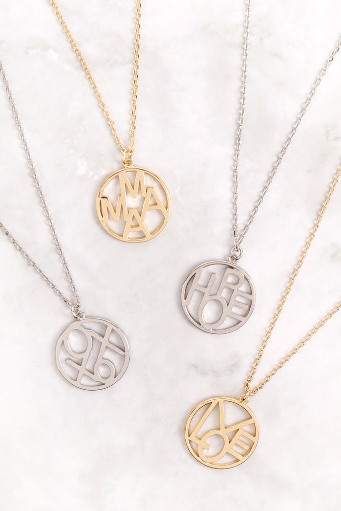 "HOPE" OPEN CIRCLE CUSTOM PENDANT NECKLACE