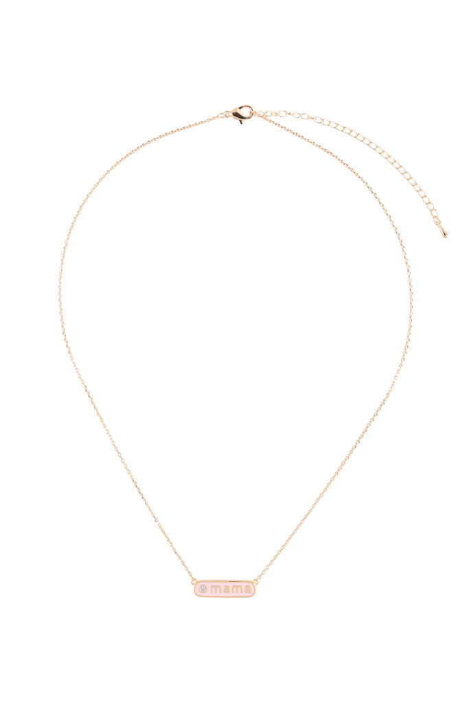 "MAMA" PERSONALIZED ROUNDED BAR W/COLOR BRASS NECKLACE