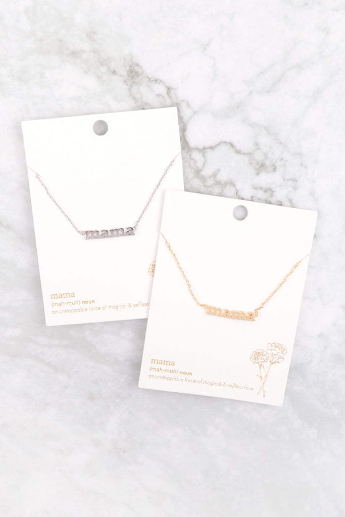 MAMA" LETTER PENDANT BRASS NECKLACE