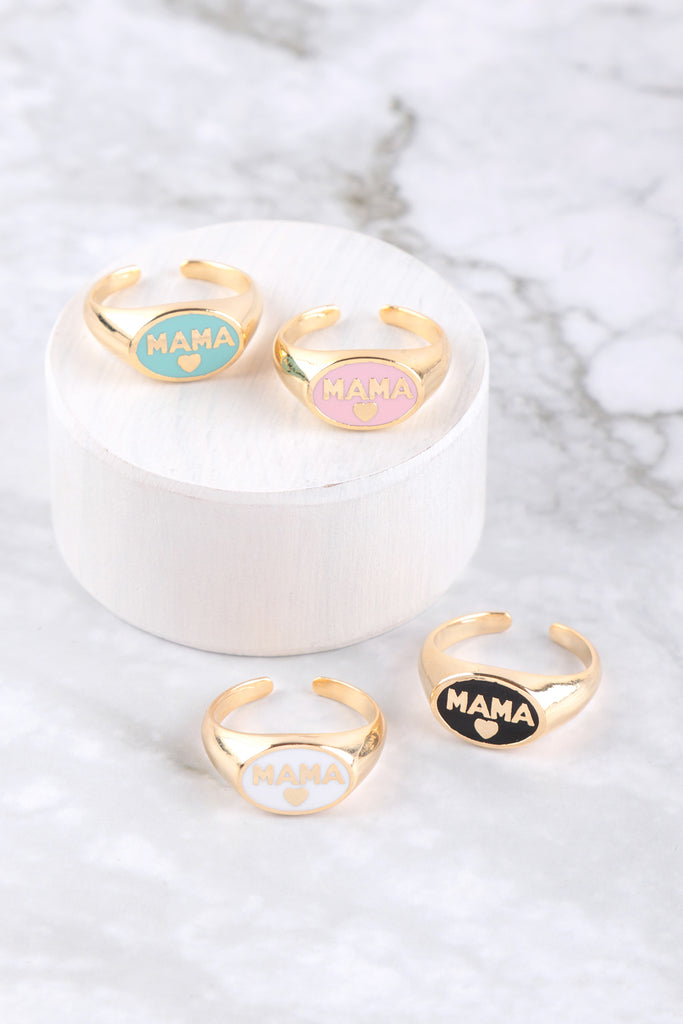 BRASS- "MAMA" W/COLOR SIGNET OPEN RING