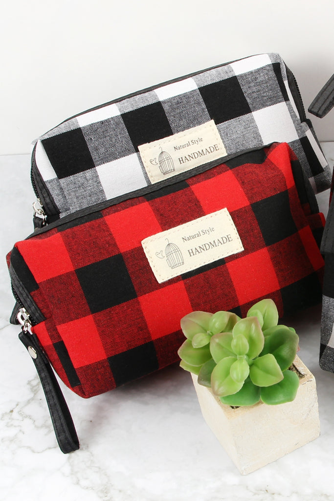 PLAID DESIGN COSMETIC POUCH