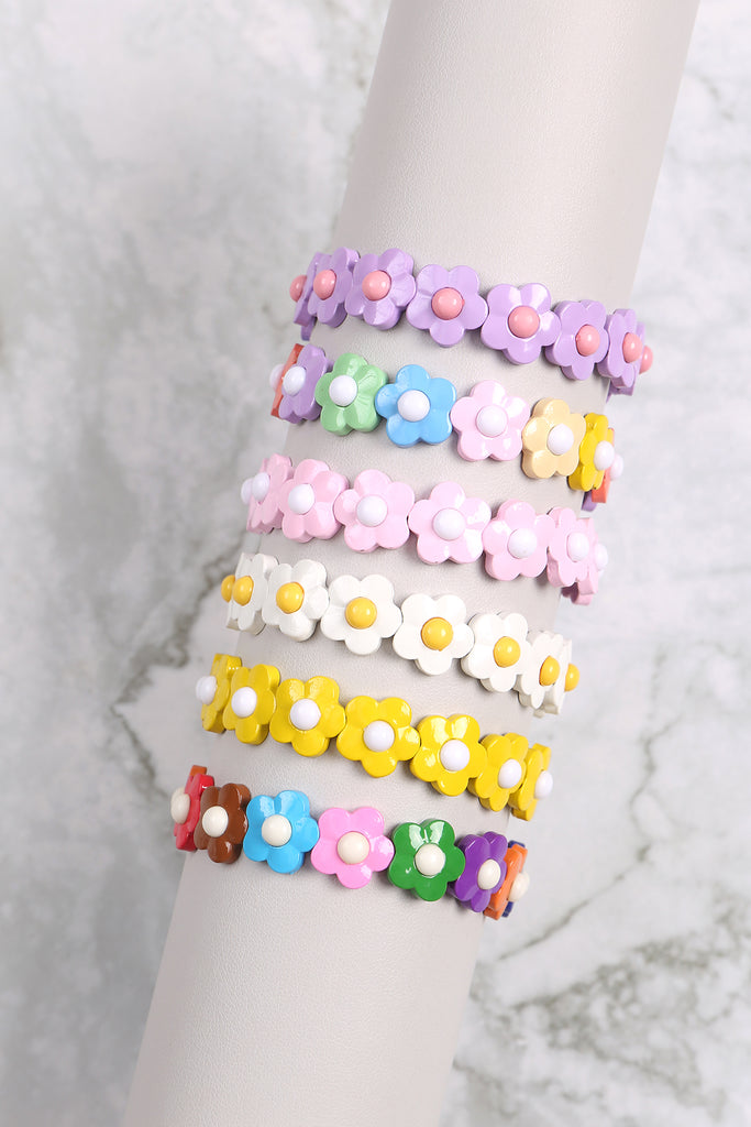 COLOR BLOCK DAISY STRETCH BRACELET
