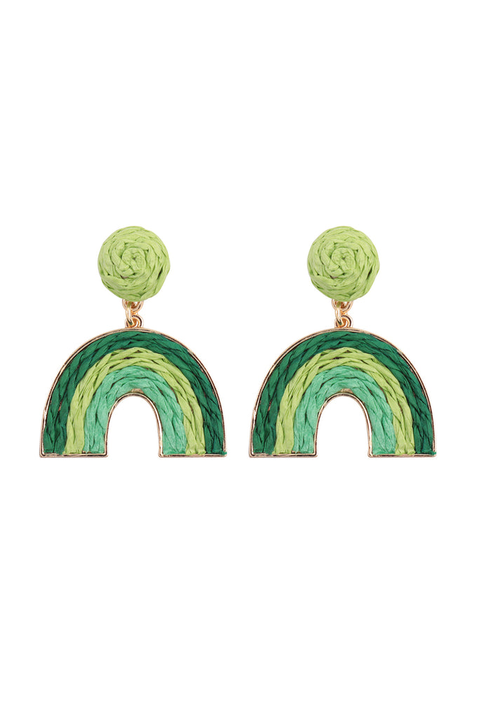 RAFFIA RAINBOW DANGLE POST EARRINGS