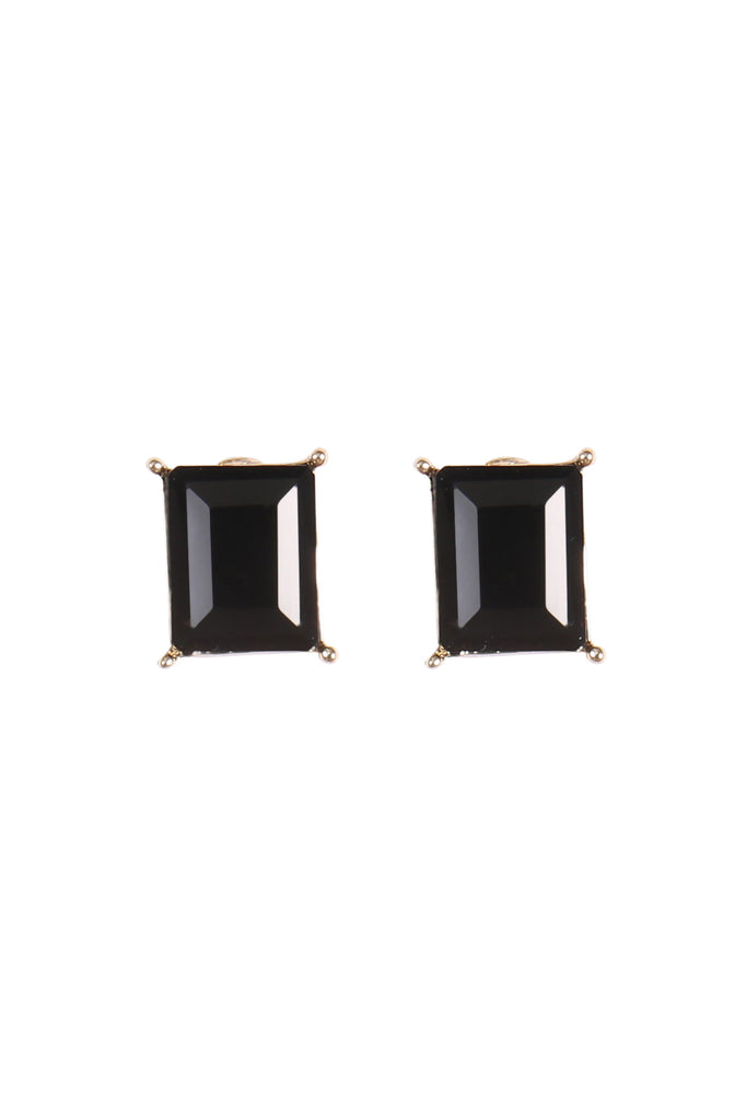 RECTANGLE RESIN STONE STUD EARRINGS