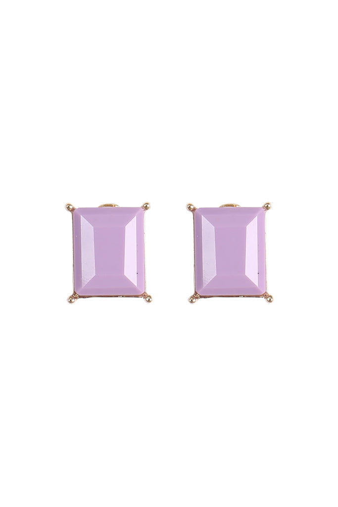 RECTANGLE RESIN STONE STUD EARRINGS