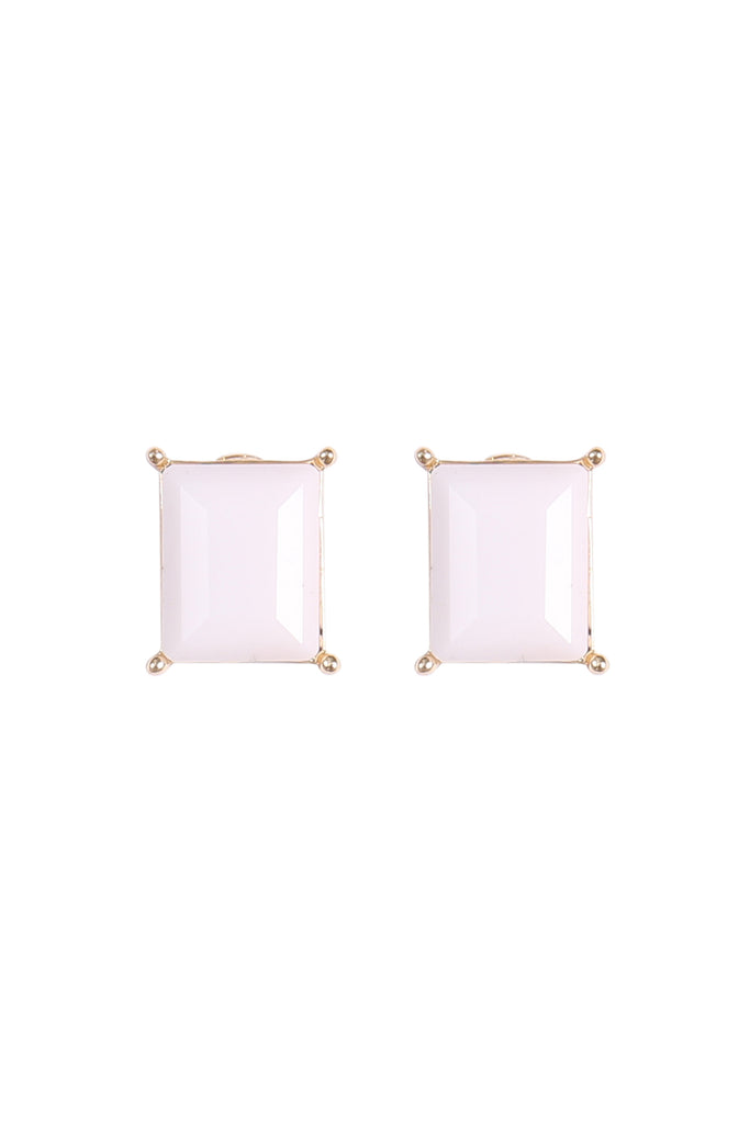RECTANGLE RESIN STONE STUD EARRINGS