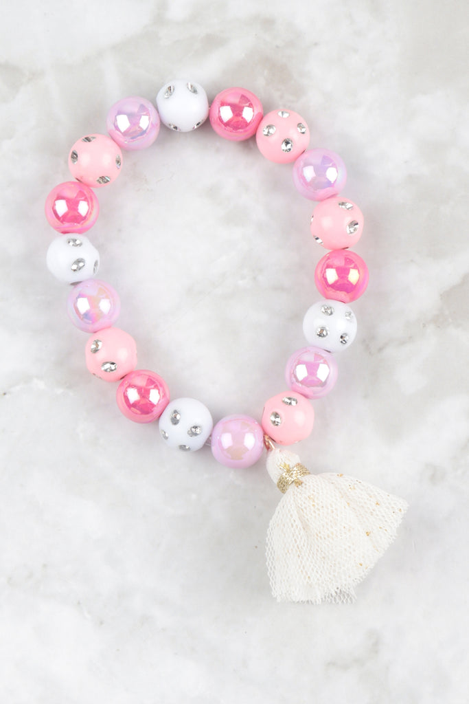 CUTE ALPACA GLASS BEADS RHINESTONE W/ MATCHING 14" NECKLACE AND 6.25" BRACELET SET - Riah Fashion