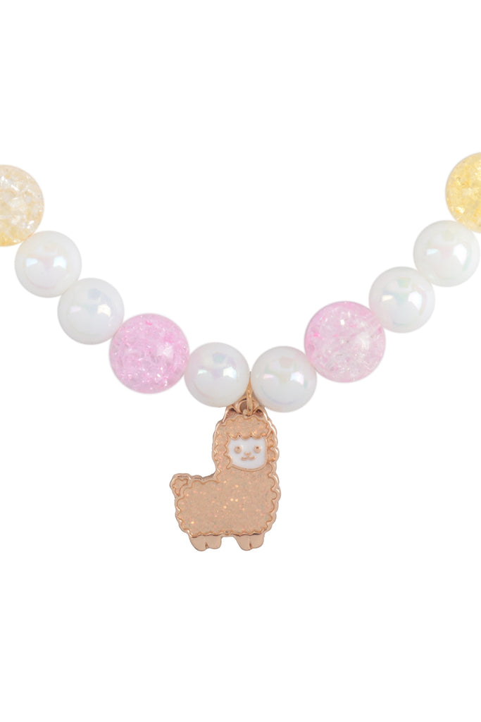AMAZING LLAMA PEARL BEADS W/ MATCHING 14" NECKLACE AND 6.25" BRACELET SET