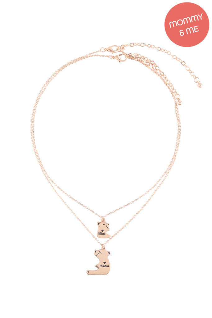 14"-16" MAMA & ME BEAR SHAPED METAL 2 SET NECKLACE