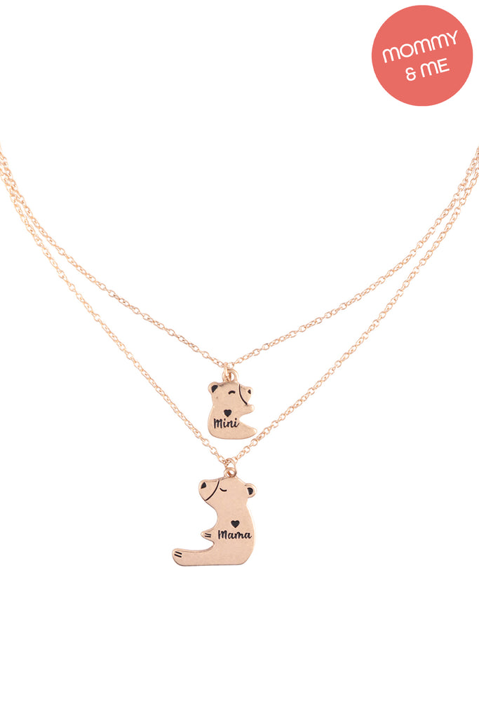 14"-16" MAMA & ME BEAR SHAPED METAL 2 SET NECKLACE