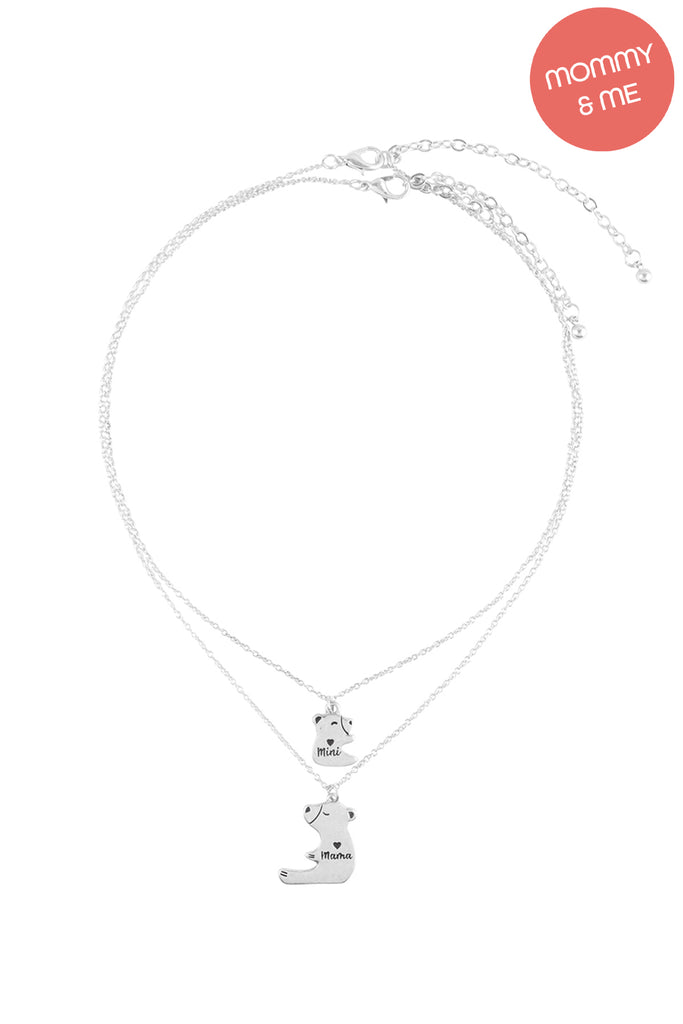 14"-16" MAMA & ME BEAR SHAPED METAL 2 SET NECKLACE