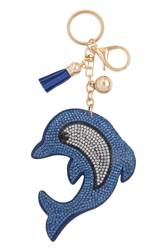 DOLPHIN RHINESTONE TASSEL KEYCHAIN