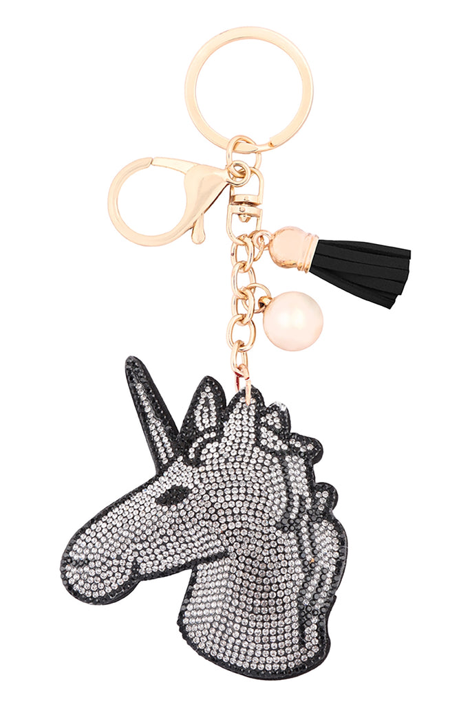 UNICORN RHINESTONE TASSEL KEYCHAIN