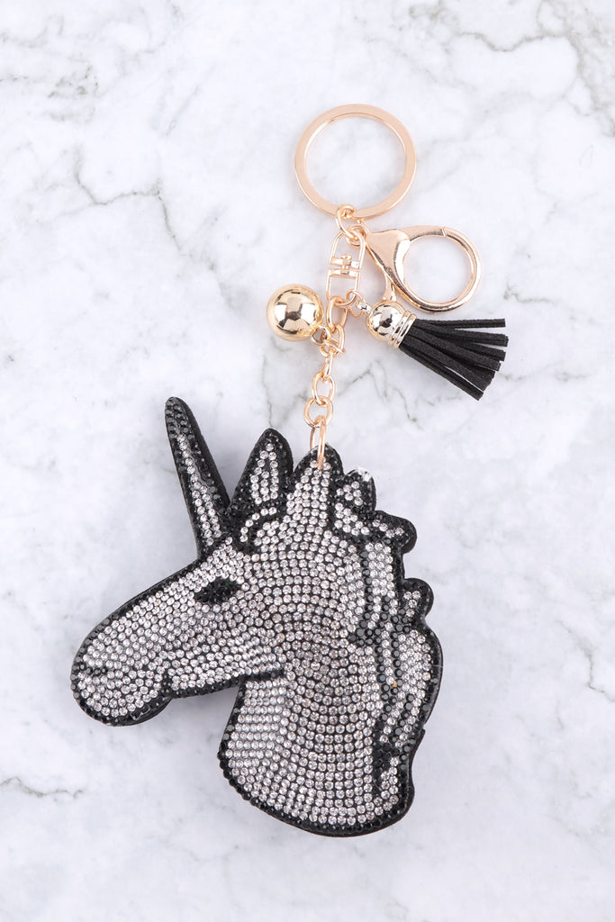 UNICORN RHINESTONE TASSEL KEYCHAIN