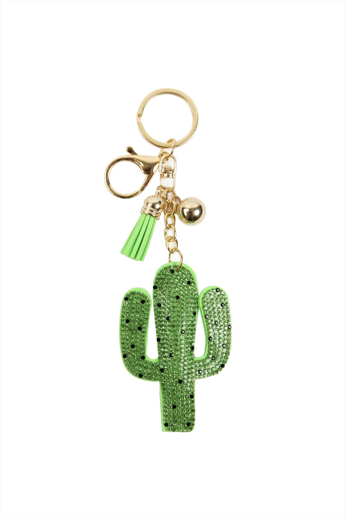 CACTUS TASSEL RHINESTONE KEYCHAIN