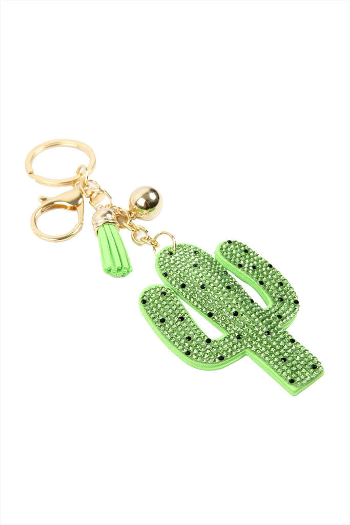 CACTUS TASSEL RHINESTONE KEYCHAIN