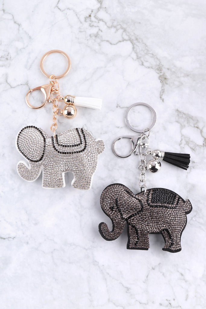 ELEPHANT RHINESTONE TASSEL KEYCHAIN