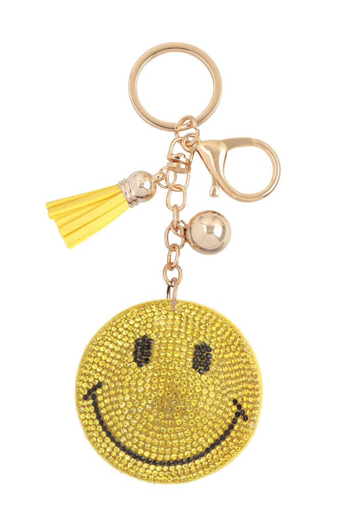 SMILEY RHINESTONE TASSEL KEYCHAIN