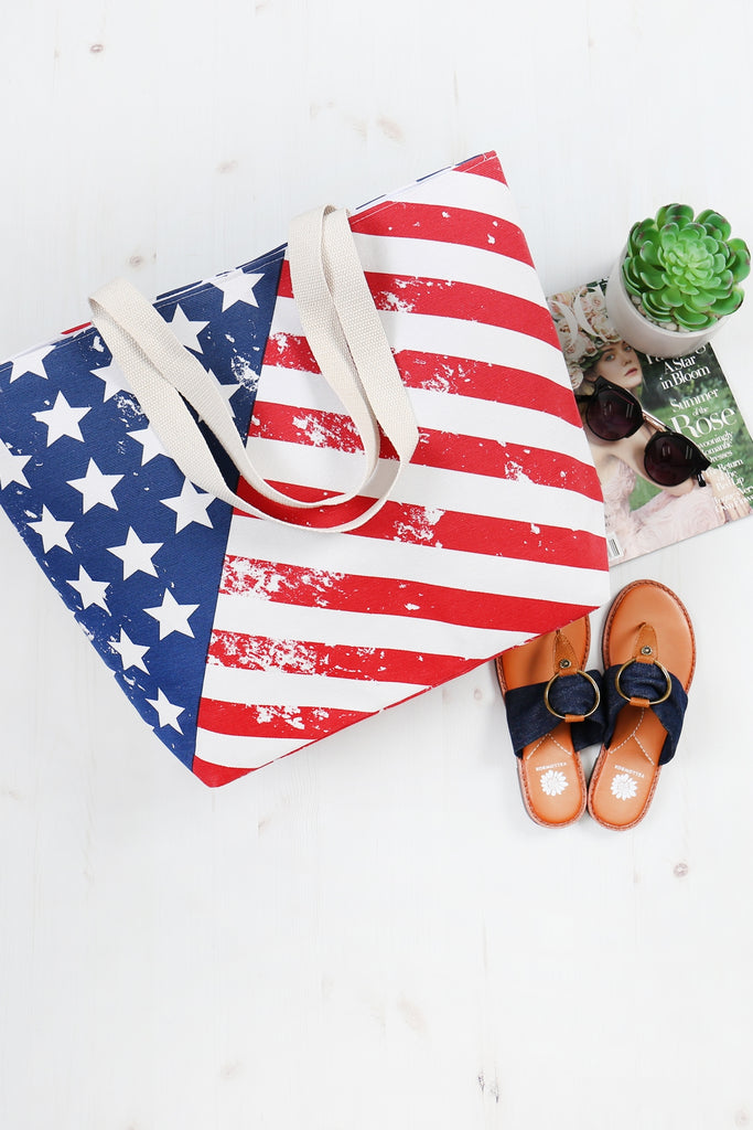 TROPICAL AMERICAN FLAG BEACH BAG - Riah Fashion