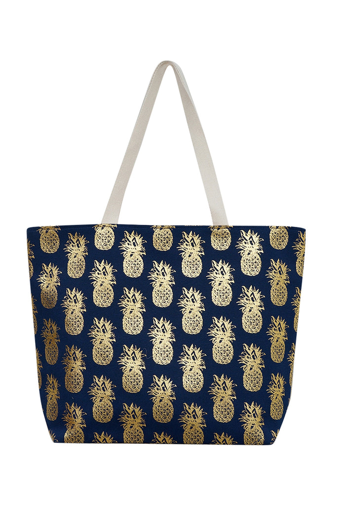 GOLD FOIL PINEAPPLE BEACH BAG