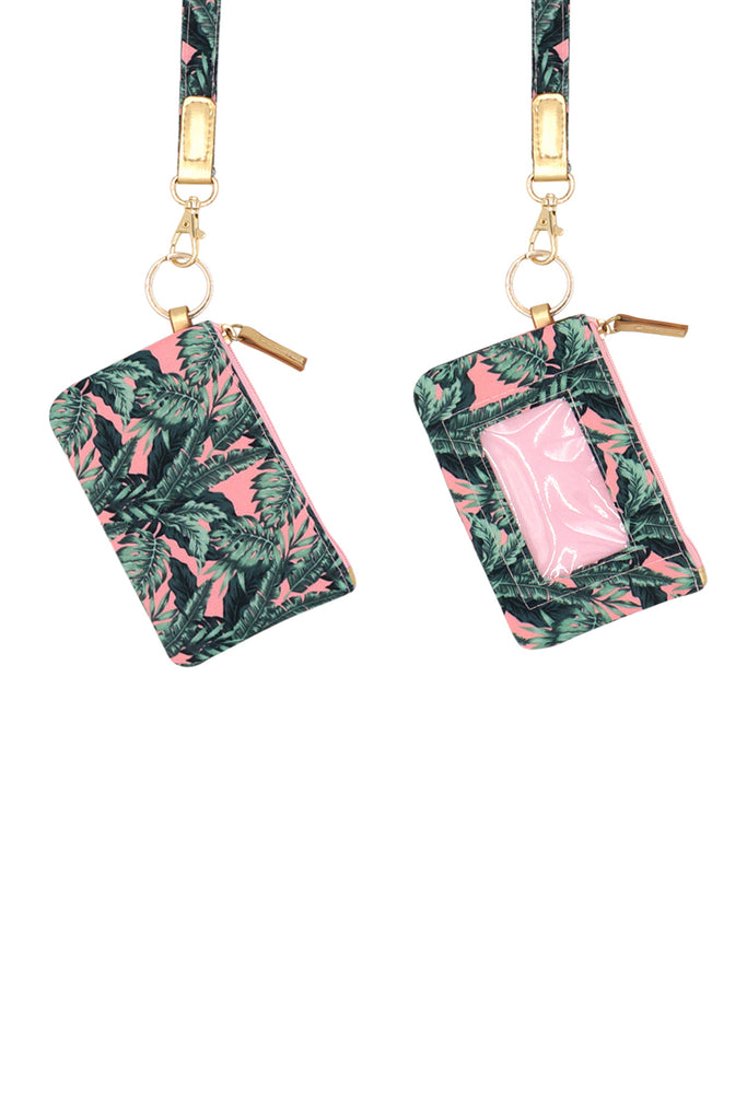 TROPICAL LEAVES ID WALLET & DETACHABLE LANYARD