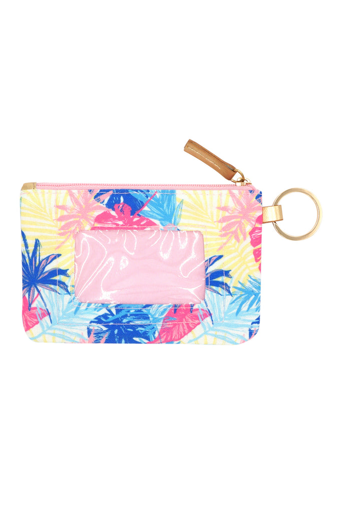 HAND DRAWN COLORFUL TROPICAL LEAVES ID WALLET & DETACHABLE LANYARD