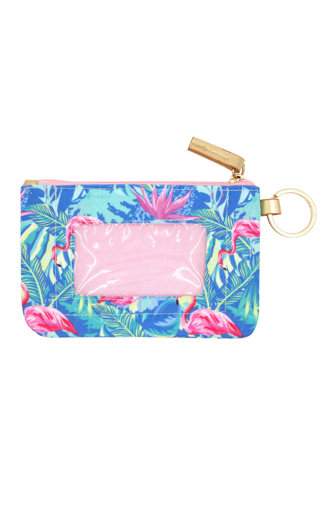 TROPICAL FLAMINGO ID WALLET & DETACHABLE LANYARD