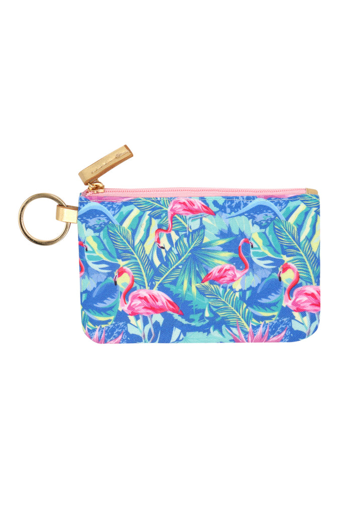 TROPICAL FLAMINGO ID WALLET & DETACHABLE LANYARD