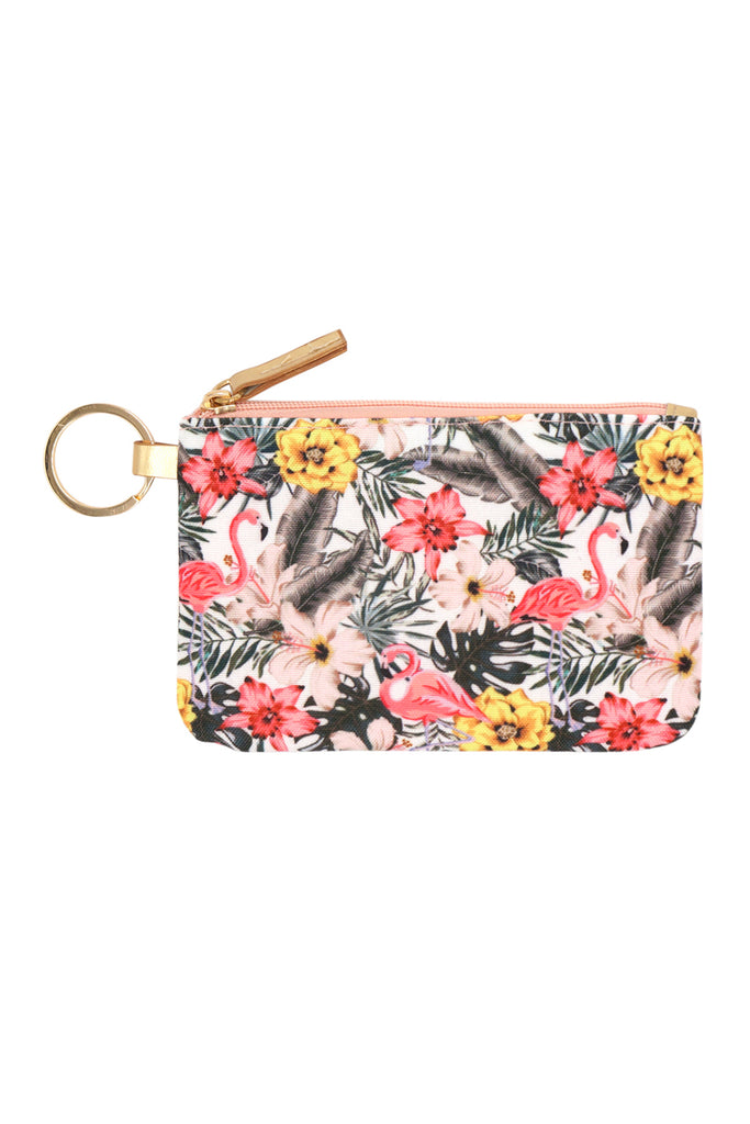 TROPICAL FLAMINGO ID WALLET & DETACHABLE LANYARD