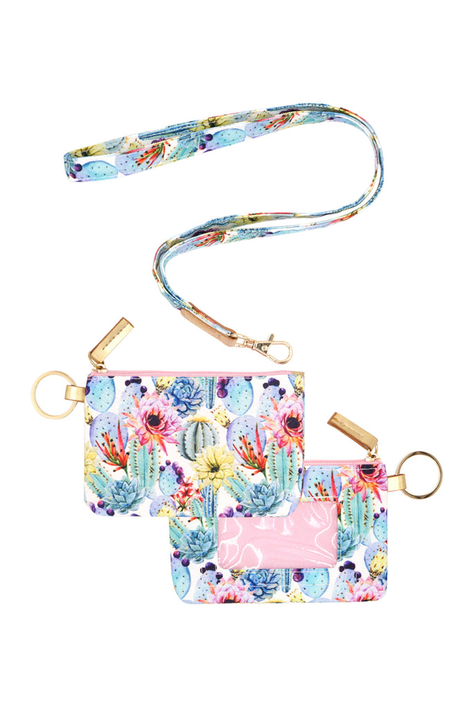 CACTUS FLOWER ID WALLET & DETACHABLE LANYARD