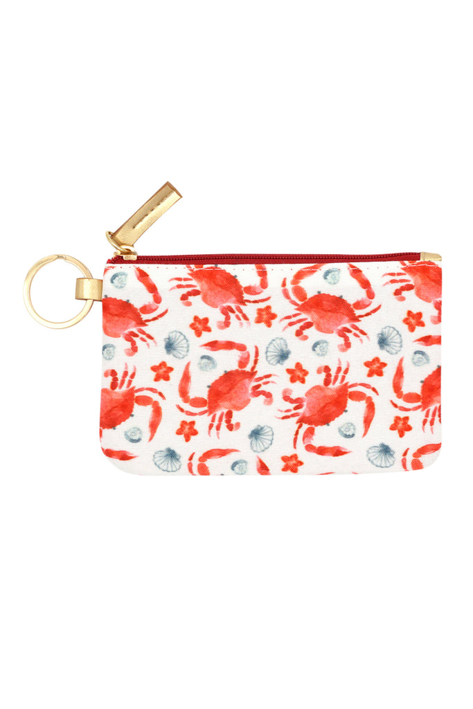 HAND DRAWN CRAB ID WALLET & DETACHABLE LANYARD