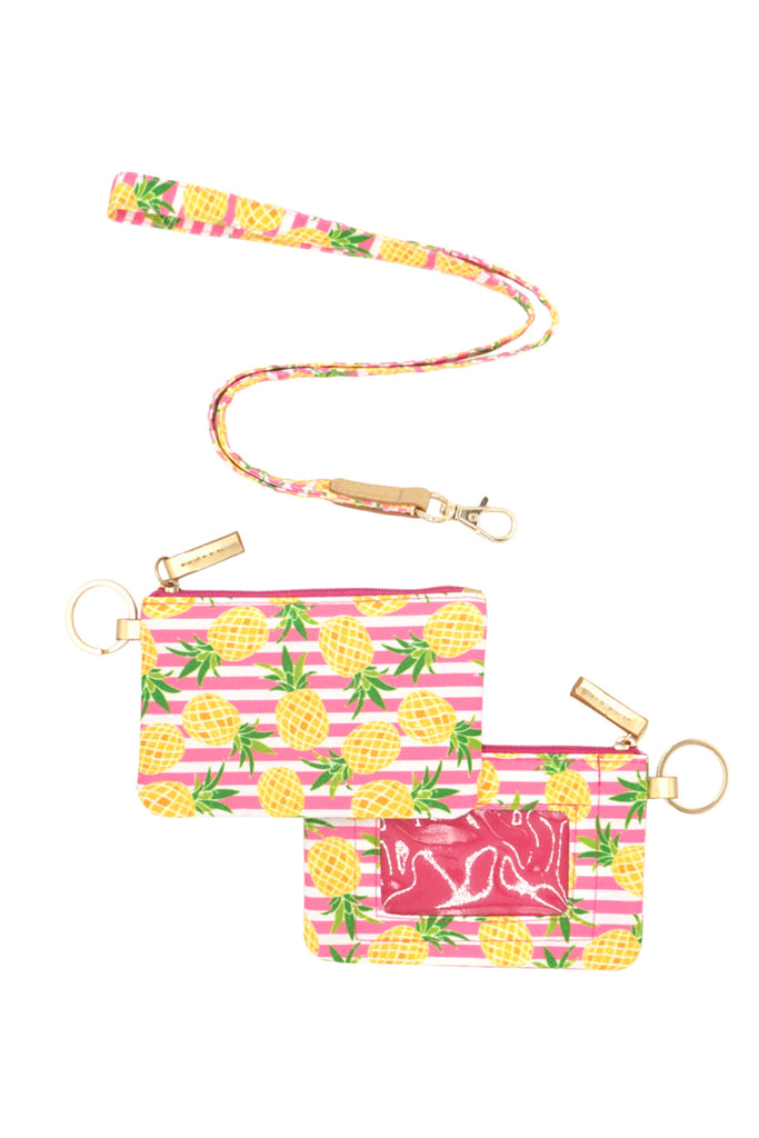 PINEAPPLE STRIPE ID WALLET & DETACHABLE LANYARD