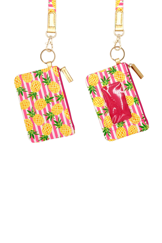 PINEAPPLE STRIPE ID WALLET & DETACHABLE LANYARD