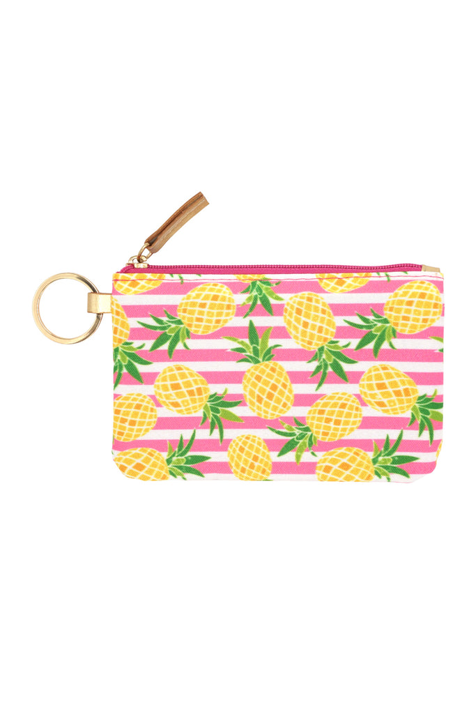 PINEAPPLE STRIPE ID WALLET & DETACHABLE LANYARD