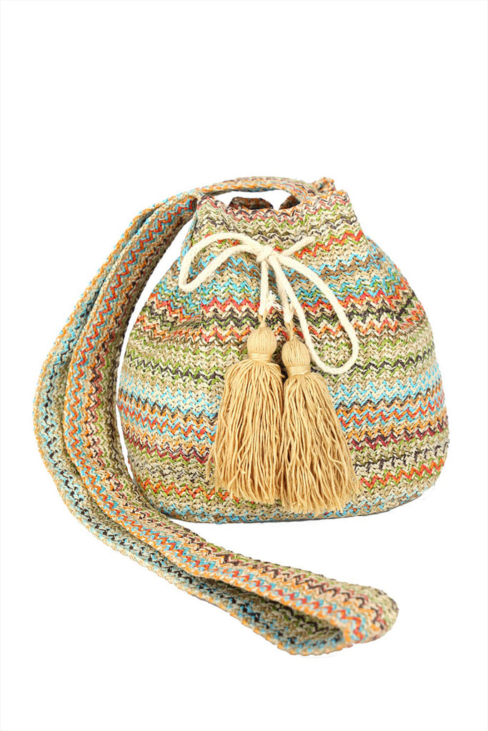 MULTI COLOR STRIPED BUCKET BAG