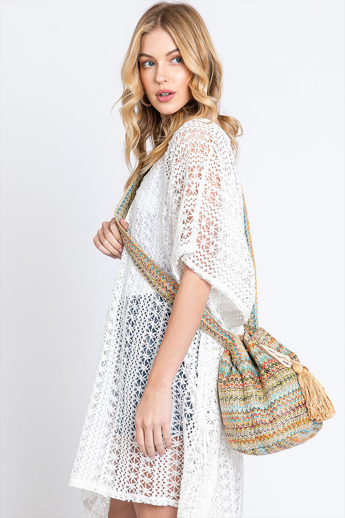 MULTI COLOR STRIPED BUCKET BAG