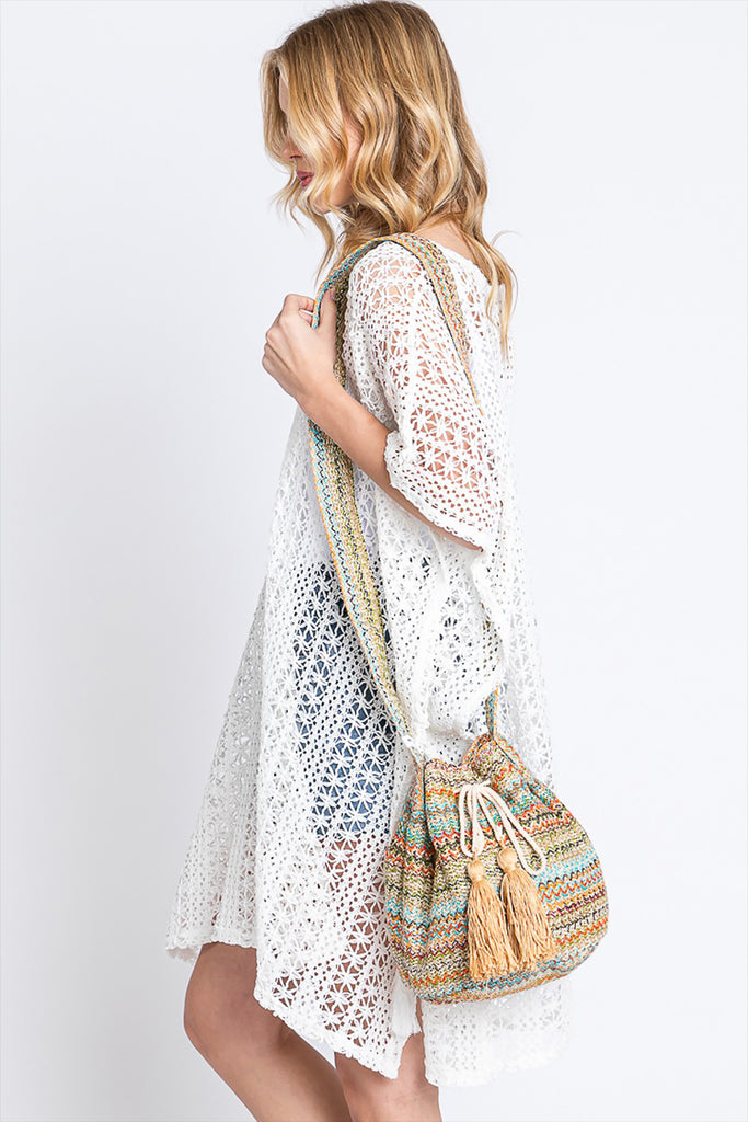 MULTI COLOR STRIPED BUCKET BAG