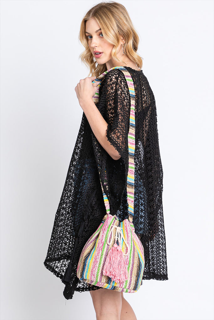 MULTI COLOR STRIPED BUCKET BAG
