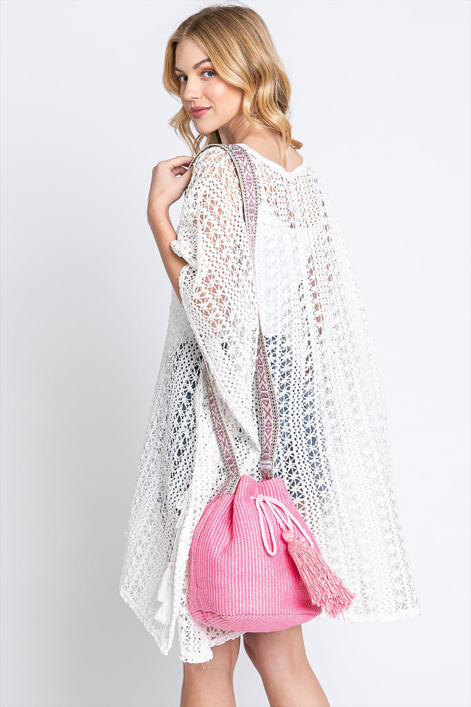 SOLID BUCKET BAG WITH AZTEC STRAP