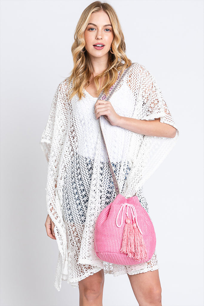 SOLID BUCKET BAG WITH AZTEC STRAP