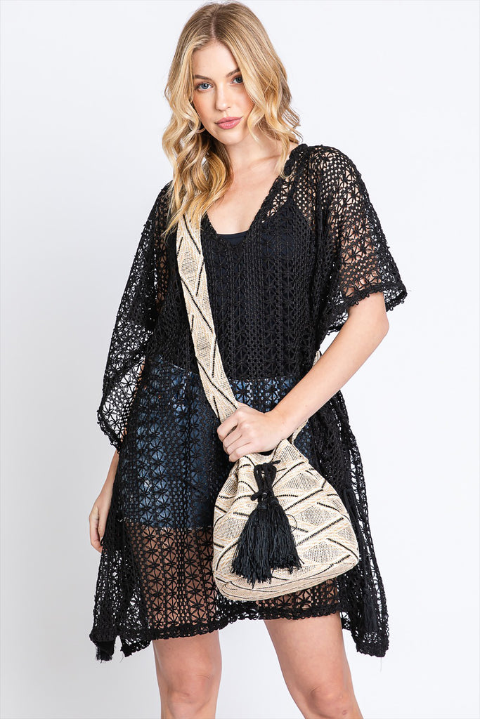 SOLID BUCKET BAG WITH AZTEC STRAP