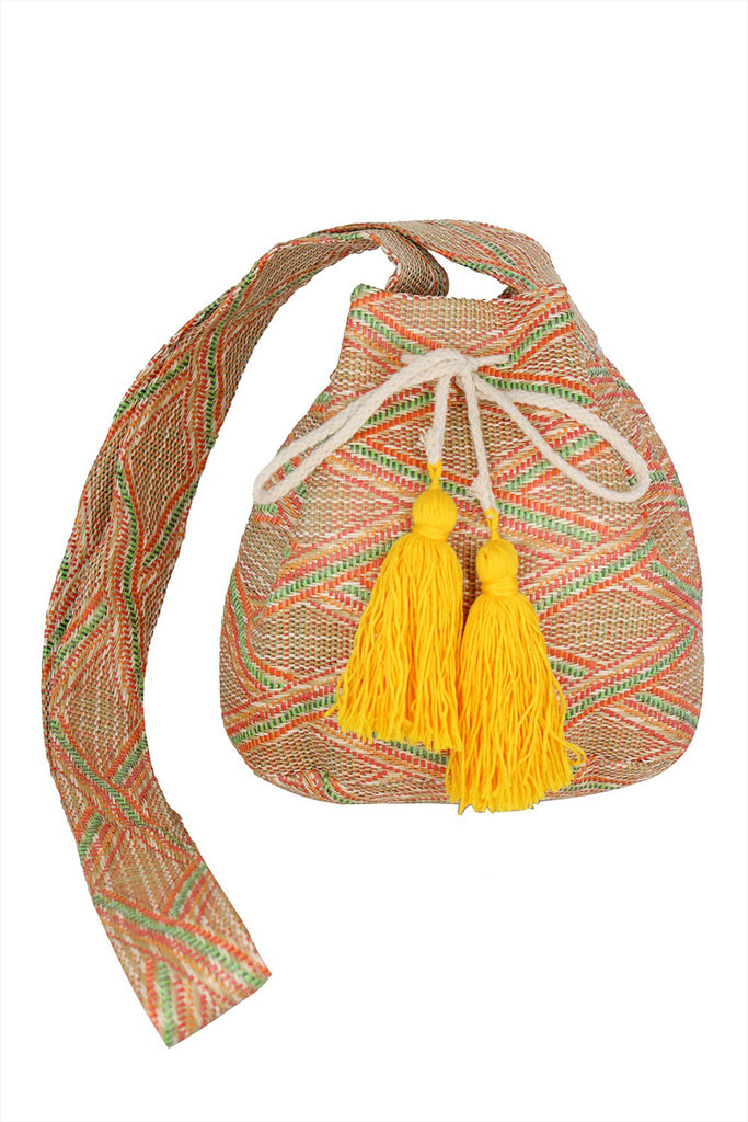 SOLID BUCKET BAG WITH AZTEC STRAP