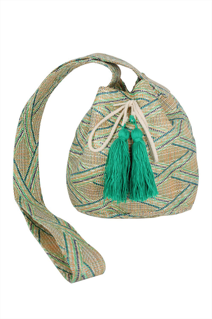 SOLID BUCKET BAG WITH AZTEC STRAP