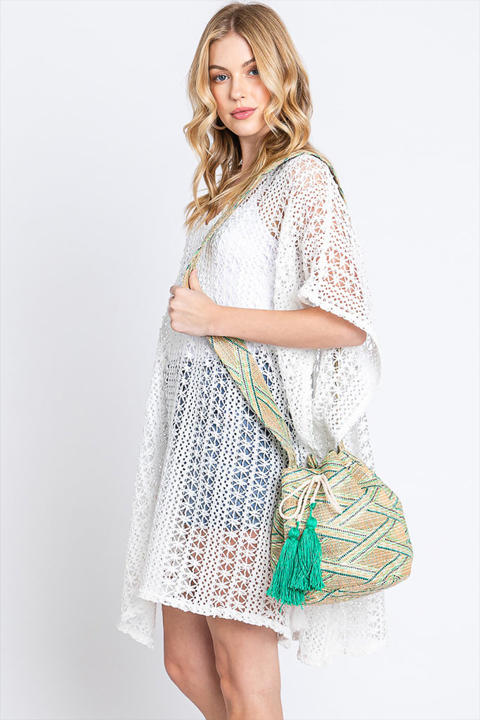 SOLID BUCKET BAG WITH AZTEC STRAP
