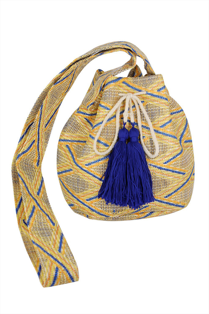 SOLID BUCKET BAG WITH AZTEC STRAP