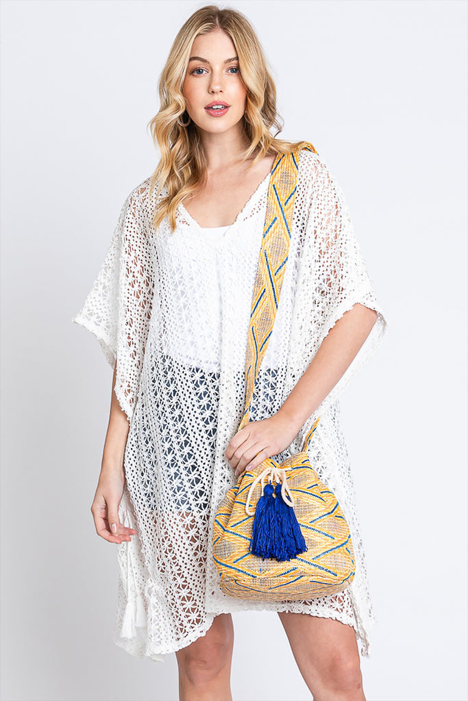 SOLID BUCKET BAG WITH AZTEC STRAP
