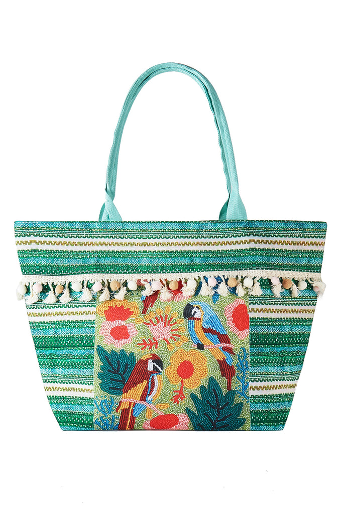 BOHO PRINT FRINGE TOTE BAG